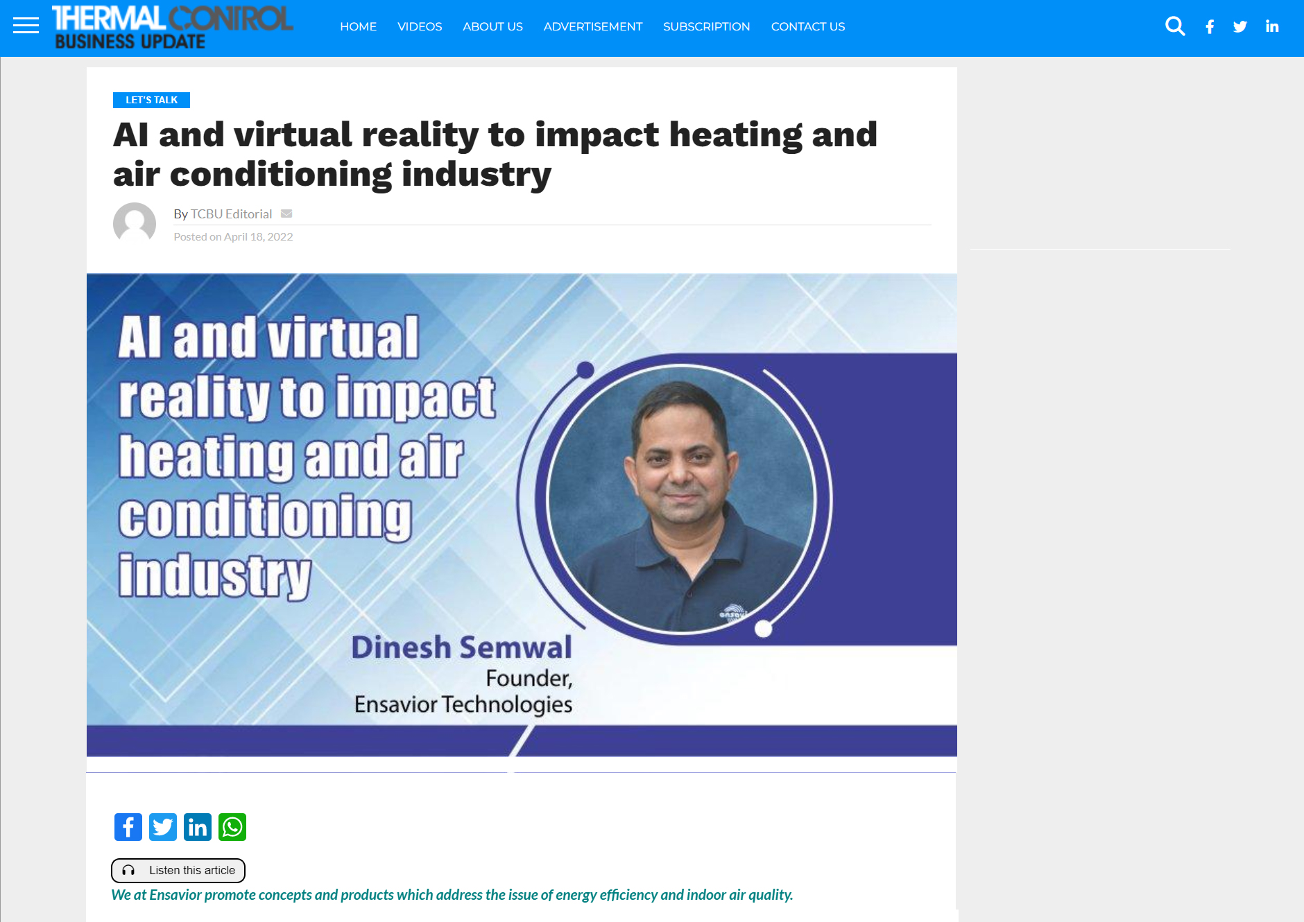 AI and virtual reality to impact heating and air conditioning industry